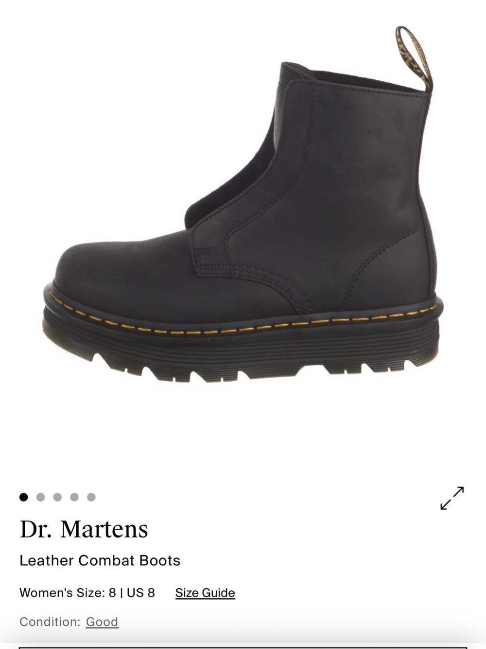 Dr. Martens Black Leather Chelsea Boot with Yellow Welt Stitching
